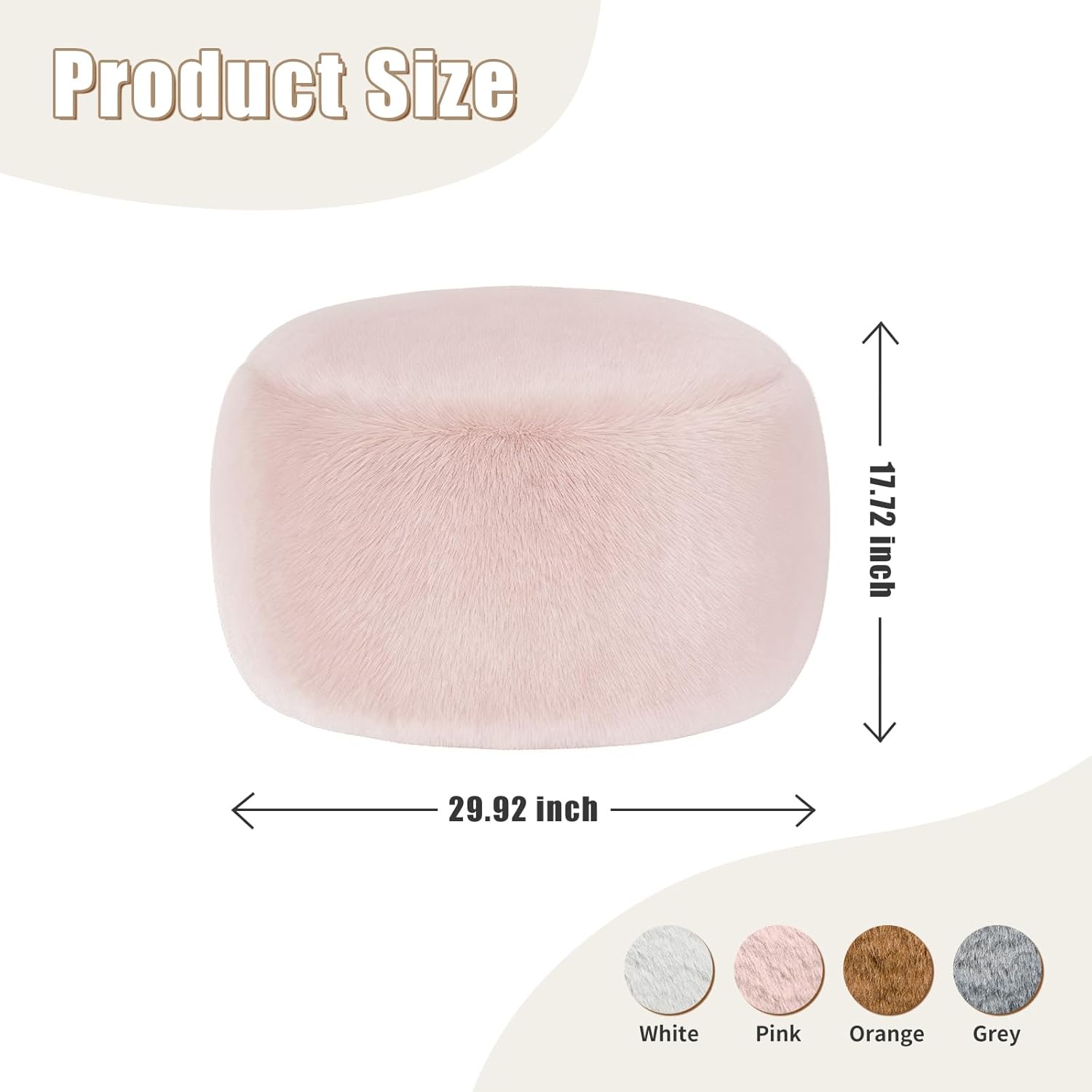 Plush Round Faux Fur Ottoman – Soft Foot Rest Pouf for Living Room & Bedroom
