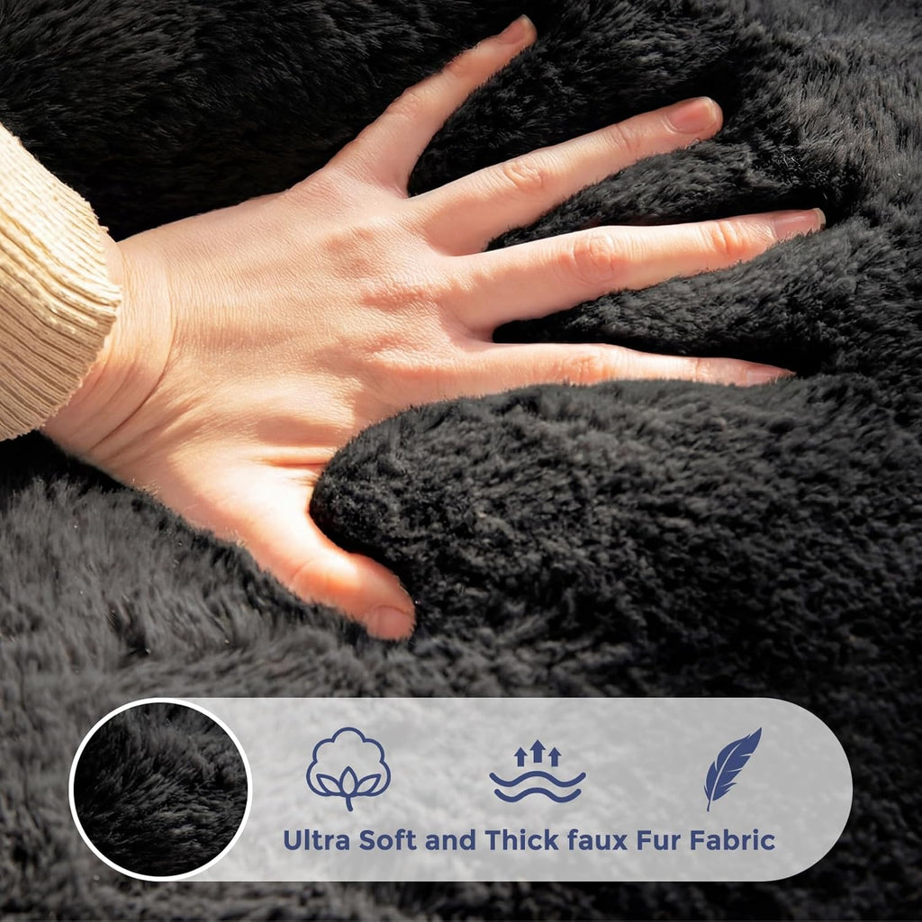 Flower-Shaped Faux Fur Bean Bag Chair Sofa with High-Density Foam Filling