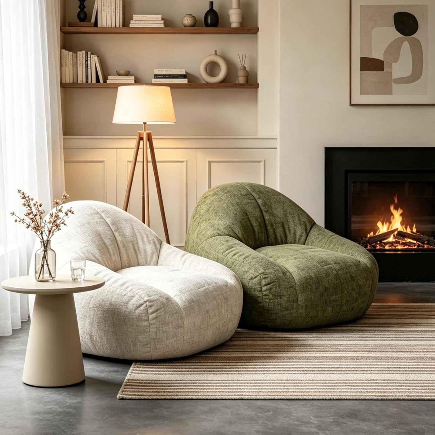 Oversized Bean Bag Chair with Backrest & Armrests – Chenille Floor Sofa for Adults & Teens