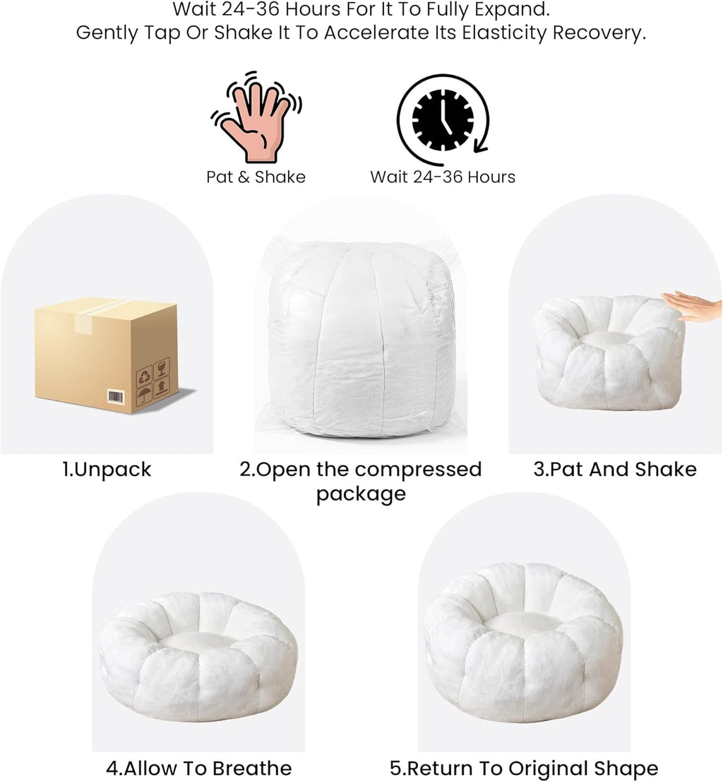 Flower-Shaped Bean Bag Chair – Ultra-Soft Faux Fur Floor Lounger for Teens & Small Spaces