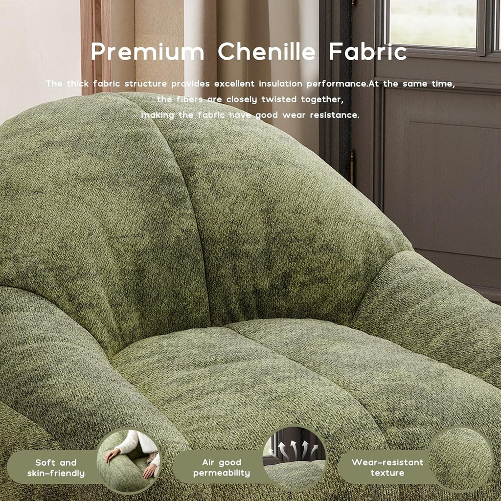 Oversized Bean Bag Chair with Backrest & Armrests – Chenille Floor Sofa for Adults & Teens